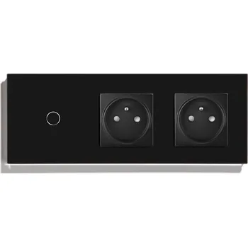 vypínač DOTYKOVÝ SCHODIŠŤOVÝ SPÍNAČ JEDNOPÓLOVÝ 1K + 2x ZÁSUVKA, SKLENĚNÝ SPÍNAČ 229mm