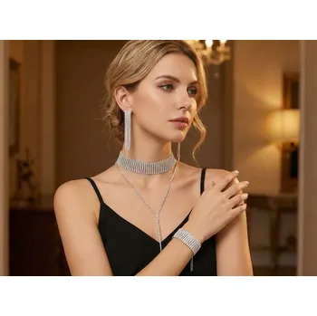 Souprava šperků B-TOP Luxusní souprava Silver Crystal - postříbřená