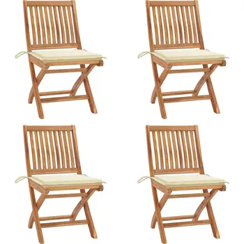 Skládací zahradní židle s poduškami 4 ks masivní teak - 8720286440193