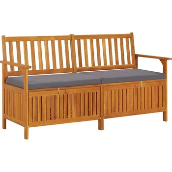 Zahradní lavice Úložná lavice s poduškou 148 cm masivní akáciové dřevo - 8720286668405