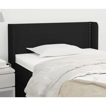 Čelo postele typu ušák černé 83 x 16 x 78/88 cm textil - 8720287264682