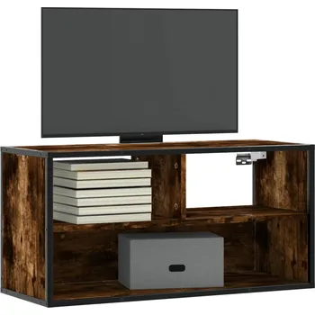 Televizní stolek TV skříňka kouřový dub 80 x 31 x 39,5 cm kompozitní dřevo a kov - 8721102839856