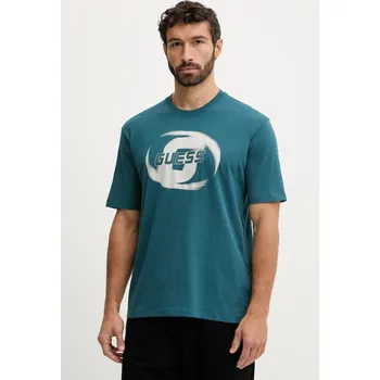 Pánská móda Bavlněné tričko Guess LOKNI Z6RI09.I3Z14 tyrkysová 69D, vel. XXL
