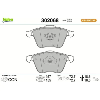 Brzdová destička Sada brzdových destiček, kotoučová brzda VALEO 302068