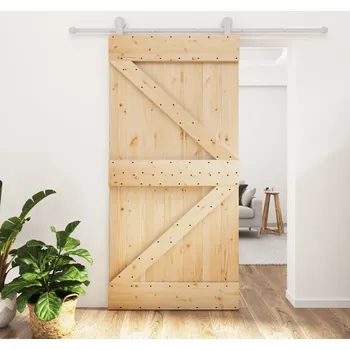 Interiérové dveře Posuvné dveře s kováním 100 x 210 cm masivní borové dřevo - 8721012081581