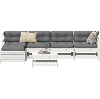 Zahradní sestava 6dílná zahradní sedací souprava bílá masivní borovice - 8721012899001