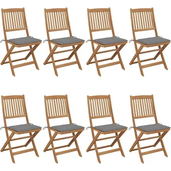 Skládací zahradní židle s poduškami 8 ks masivní akácie - 8720286460047