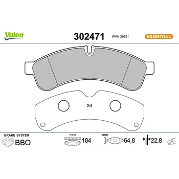 Brzdová destička Sada brzdových destiček, kotoučová brzda VALEO 302471