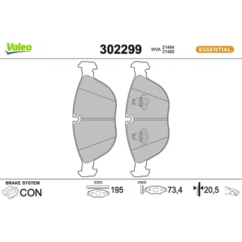 Brzdová destička Sada brzdových destiček, kotoučová brzda VALEO 302299