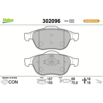 Brzdová destička Sada brzdových destiček, kotoučová brzda VALEO 302096