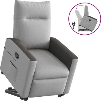 Křeslo Zvedací polohovací křeslo obláčkově šedé textil - 8721158644213