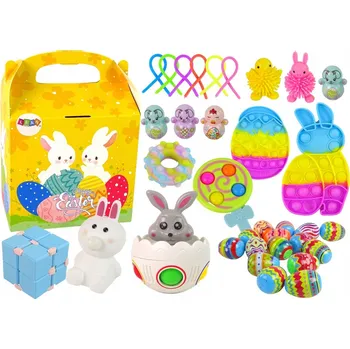 Velikonoční dekorace SADA VELIKONOČNÍCH HRAČEK FIDGET TOYS KRASLICE MAČKACÍ HRAČKY DEKORACE