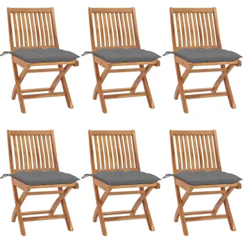 Skládací zahradní židle s poduškami 6 ks masivní teak - 8720286440605