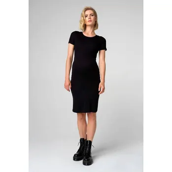 Dámské šaty SUPERMOM těhotenské šaty ke kolenům s krátkým rukávem černé velikosti XS