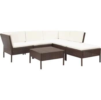 Zahradní sestava 6dílná zahradní sedací souprava s poduškami polyratan hnědá - 8719883832395