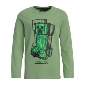 Chlapecká košile MOJANG official product - Chlapecké bavlněné tričko s dlouhým rukávem Minecraft - zelené 128