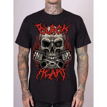 Pánská móda Pánské Tričko BLACK HEART METAL HEAD Barva: Černá, Velikost: M