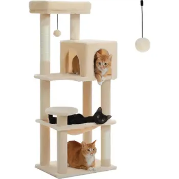 KOČIČÍ STROM - stabilní, 5 patrový (113 cm) Barva: béžová (AMT0110BG-S)