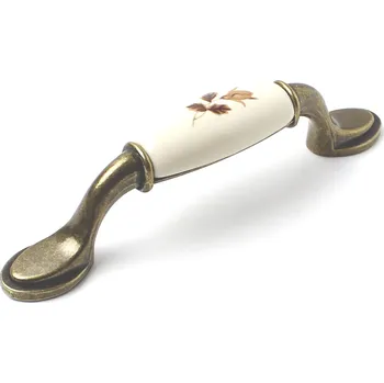Nábytkové kování 91460- úchytka 96mm porcelán/staromosaz - podzim (91460- úchytka 96mm porcelán/staromosaz - podzim)