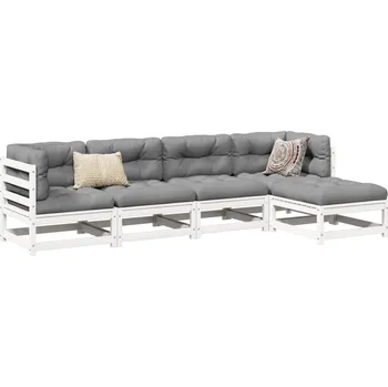 Zahradní sestava 5dílná zahradní sedací souprava bílá masivní borové dřevo - 8721102900372