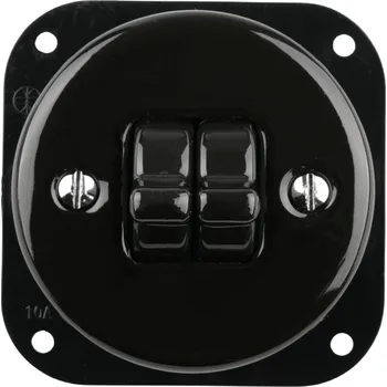 vypínač VINTAGE vypínač číslo 5 černá páčka kulatá bez rámečku R210BX keramika