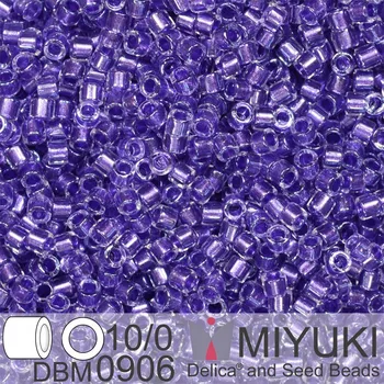 Korálek Korálky Miyuki Delica 10/0. Barva Sparkling Purple Lined Crystal DBM0906. Balení 5g.