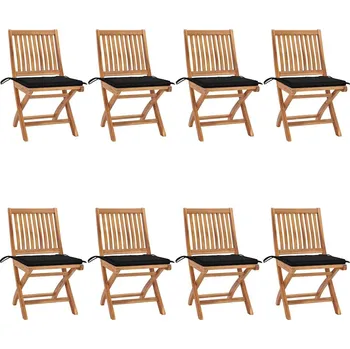 Skládací zahradní židle s poduškami 8 ks masivní teak - 8720286440780