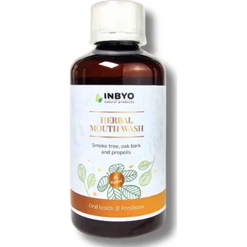 Ústní voda 100% Přírodní bylinná ústní voda INBYO RUJ VLASATÁ, DUBOVÁ KŮRA a PROPOLIS 200 ml