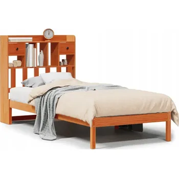 Postel Postel s regálem, borovice, voskovaný hnědý, 228,5 x 106 x 110 cm