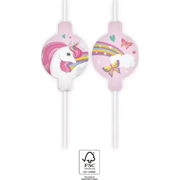 Papírová brčka Kouzelný jednorožec 4ks