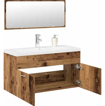 Koupelnový nábytek 3dílná koupelnová sestava old wood kompozitní dřevo - 8721158759092