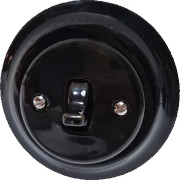 vypínač VINTAGE vypínač číslo 1 černá páčka kulatá komplet K1-R110B keramika