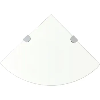 police Rohová police s chromovými podpěrami sklo čiré 35x35 cm - 8718475527329