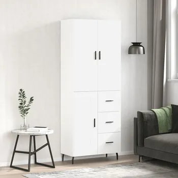 Příborník do zásuvky Skříň highboard bílá 69,5 x 34 x 180 cm kompozitní dřevo - 8720845412760