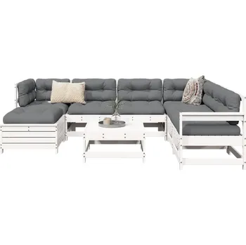 Zahradní sestava 8dílná zahradní sedací souprava bílá masivní borovice - 8721012895720