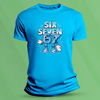 Dětské tričko s potiskem 67 SIX SEVEN velikost 104 Azurová