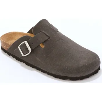 Dámské pantofle Kožené pantofle s plnou špičkou šedá antracitová 40