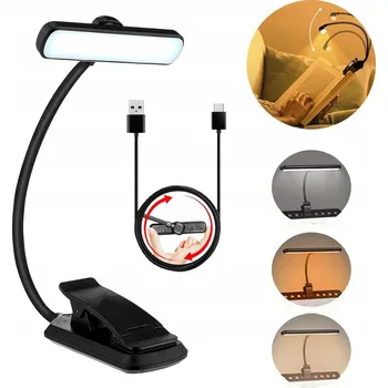 Lampička USB LAMPICKA NA ČTENÍ KNIHY NOČNÍ LAMPA S KLIPEM ŠETRNÁ K OČÍM 24 LED