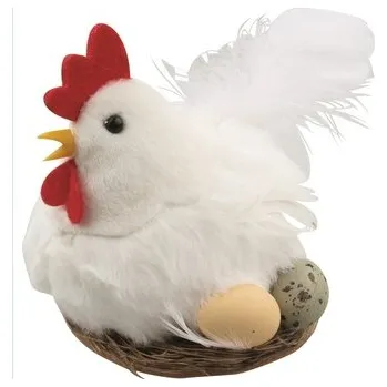 Velikonoční dekorace Slepička plyšová bílá 10 cm