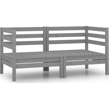 Zahradní pohovka Zahradní rohové pohovky 2 ks šedé masivní borové dřevo - 8720286658987