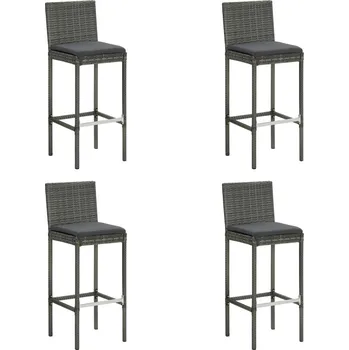 Zahradní barové stoličky s poduškami 4 ks šedé polyratan - 8720286146415