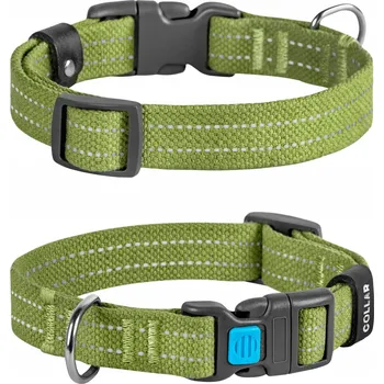 Obojek pro psa Odolný brezentový obojek pro psa s reflexními prvky, fastex spona se zámkem, vel. S