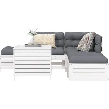 Zahradní sestava 6dílná zahradní sedací souprava bílá masivní borovice - 8721012896727