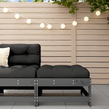 Zahradní sestava Zahradní podnožka s poduškou šedá masivní borové dřevo - 8720845802097