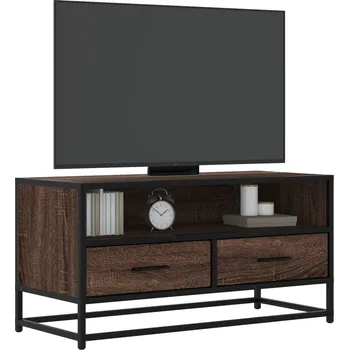 Televizní stolek TV skříňka hnědý dub 80 x 34,5 x 40 cm kompozitní dřevo a kov - 8721102838729