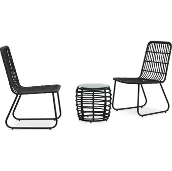 Zahradní sestava 3dílný bistro set polyratan černý - 8719883784175