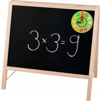 Obraz ČERNÁ KŘÍDOVÁ TABULE S HOUBIČKOU A KŘÍDOU PRO DĚTI