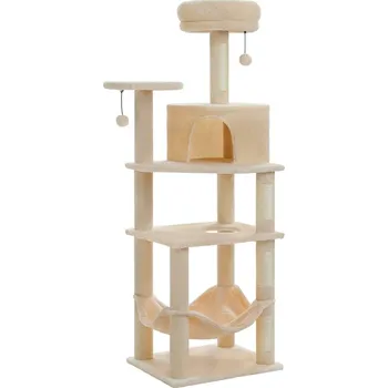 KOČIČÍ STROM - stabilní, 6 patrový (140 cm) Barva: béžová (AMT0331BG)