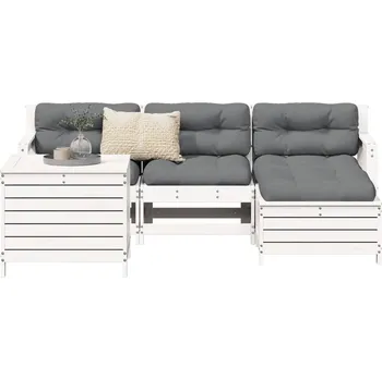 Zahradní sestava 5dílná zahradní sedací souprava bílá masivní borové dřevo - 8721012894808