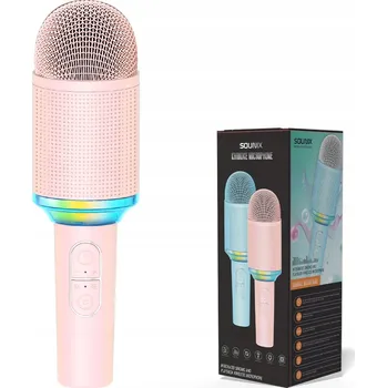 Mikrofon Bezdrátový karaoke mikrofon Bluetooth, světelné efekty - Růžový